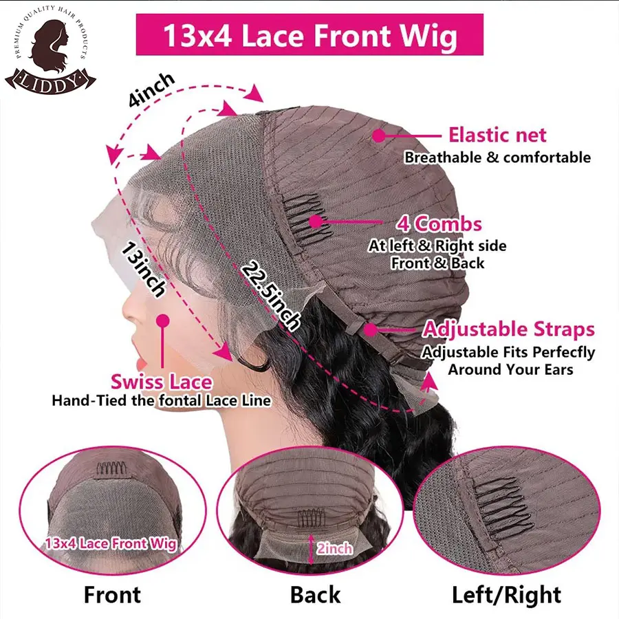 Light Pink 13x4 HD Lace Front Human Hair Wigs For Women Pre Plucked Brazilian Straight HD Lace Frontal Wigs 100% Human Hair Wig