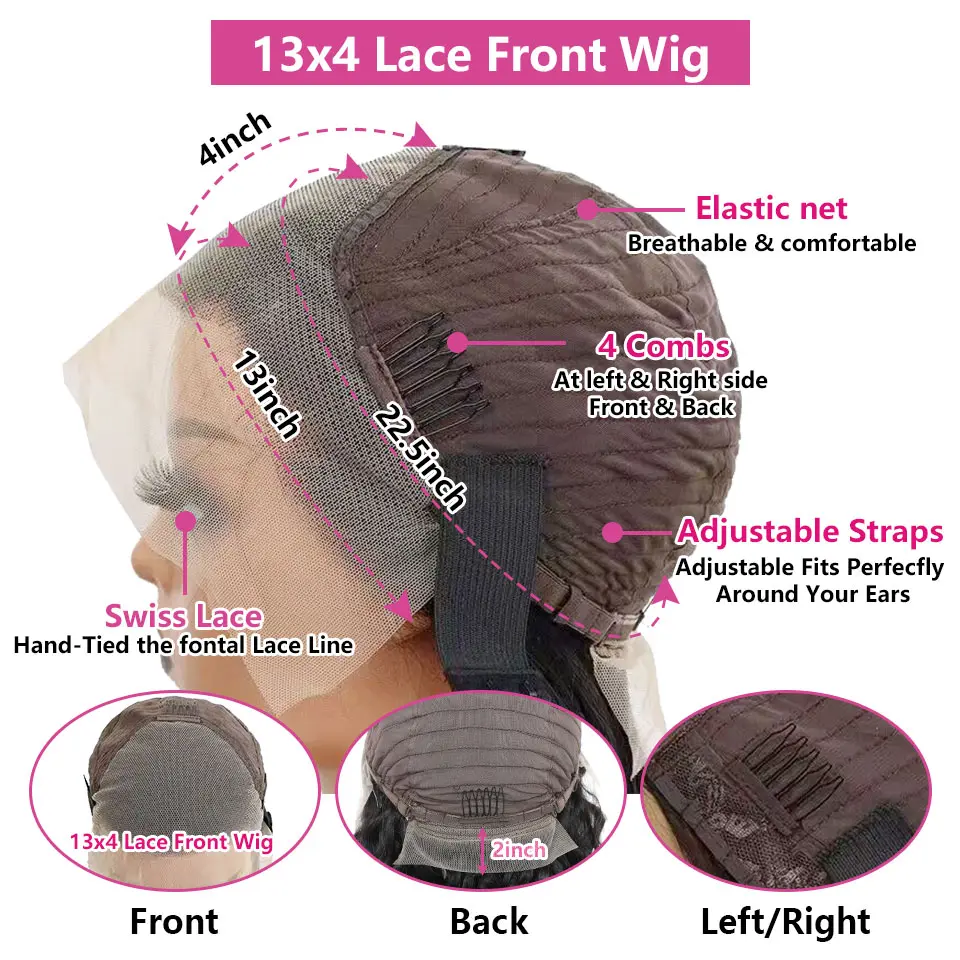 Pink Human Hair Wig 13x4 Straight HD Transparent Lace Front Wigs 613 Colored Blonde Human Hair Wig For Women 250 Density