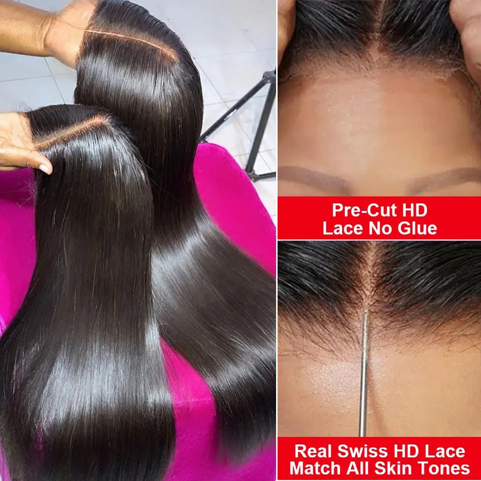 Wear And Go Glueless 9×6 HD Lace Closure Wig Straight Lace Front Human Hair Wig Pre Plucked Hairline Pre Cut Human Hair Wigs