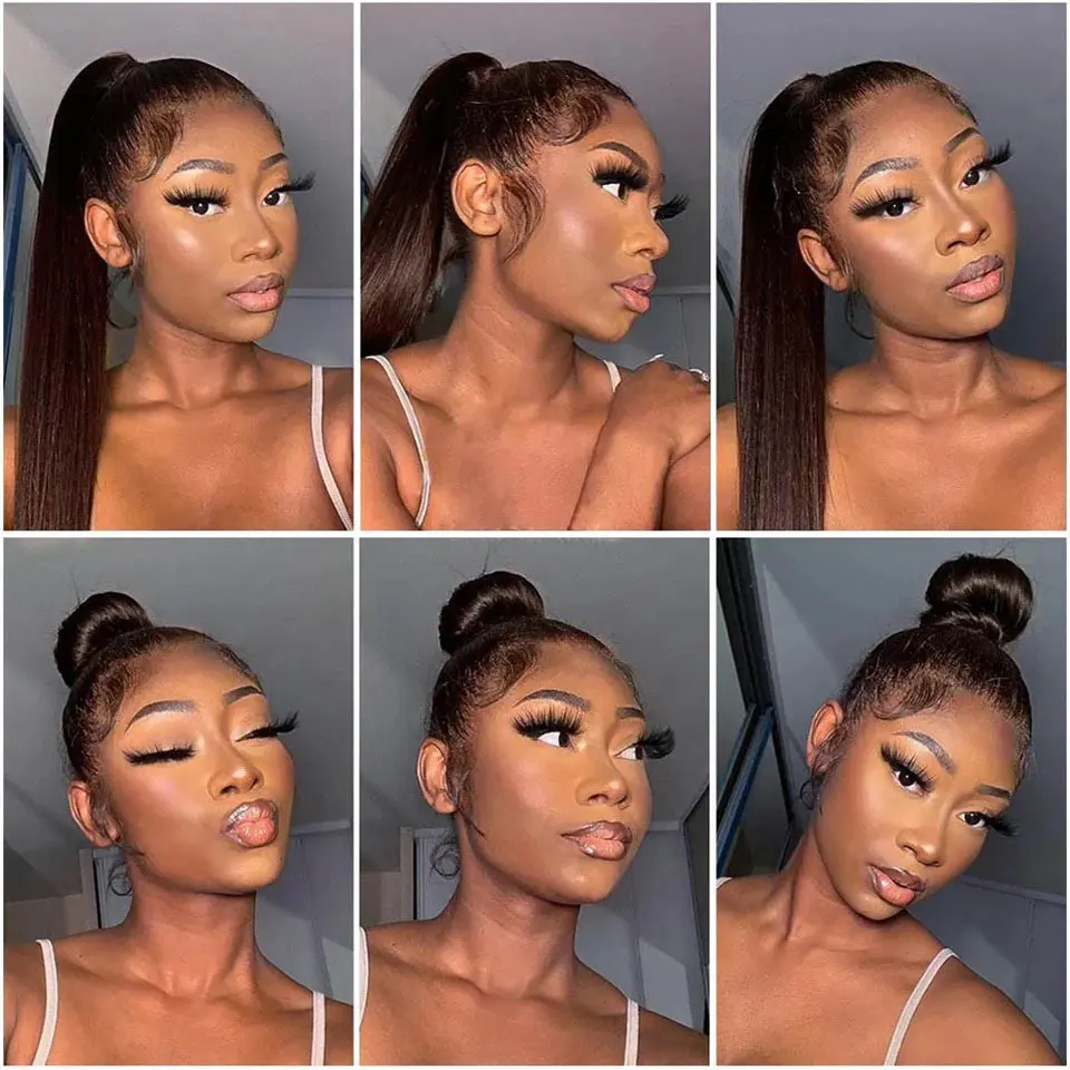 250 Density Chocolate Brown 360 Full Hd Lace Frontal Wig 30 Inch Straight Lace Front Wig Brown Wig Human Hair Remy On Sale