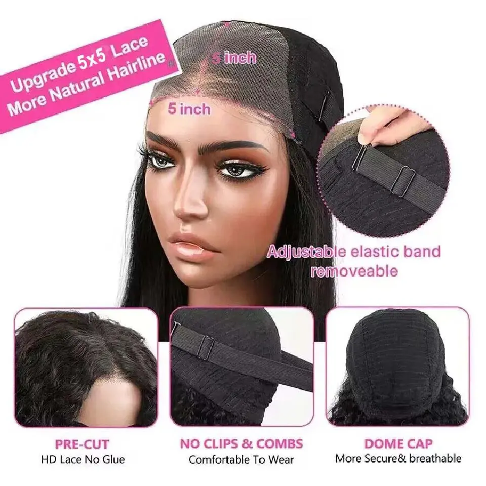 Wear And Go Glueless 9×6 HD Lace Closure Wig Straight Lace Front Human Hair Wig Pre Plucked Hairline Pre Cut Human Hair Wigs