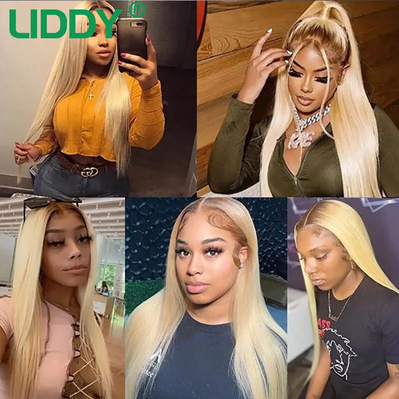250% T4/613 Wig 13x4 Transparent Lace Front Human Hair Wigs Brown 613 Ombre Blonde Lace Frontal Wig Bone Straight Lace Front Wig