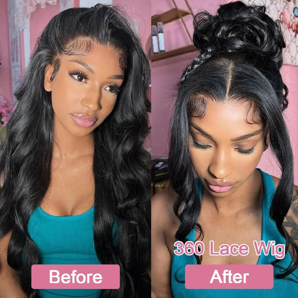 Body Wave 360 Full HD Lace Frontal Wigs 100% Human Hair Preplucked Brazilian 250 Density 13x6 Lace Front Human Hair Wig