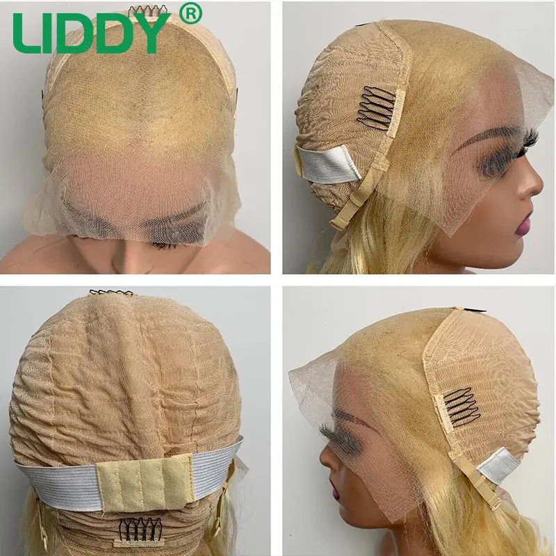 250% T4/613 Wig 13x4 Transparent Lace Front Human Hair Wigs Brown 613 Ombre Blonde Lace Frontal Wig Bone Straight Lace Front Wig