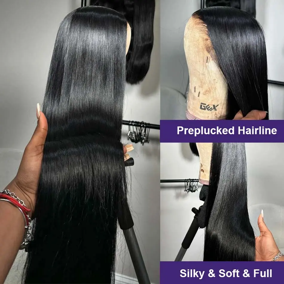 30 Inch 250 Density Bone Straight 13X6 Hd Lace Frontal Wig 13X4 Transparent Lace Front Pre Plucked 100% Human Hair For Women