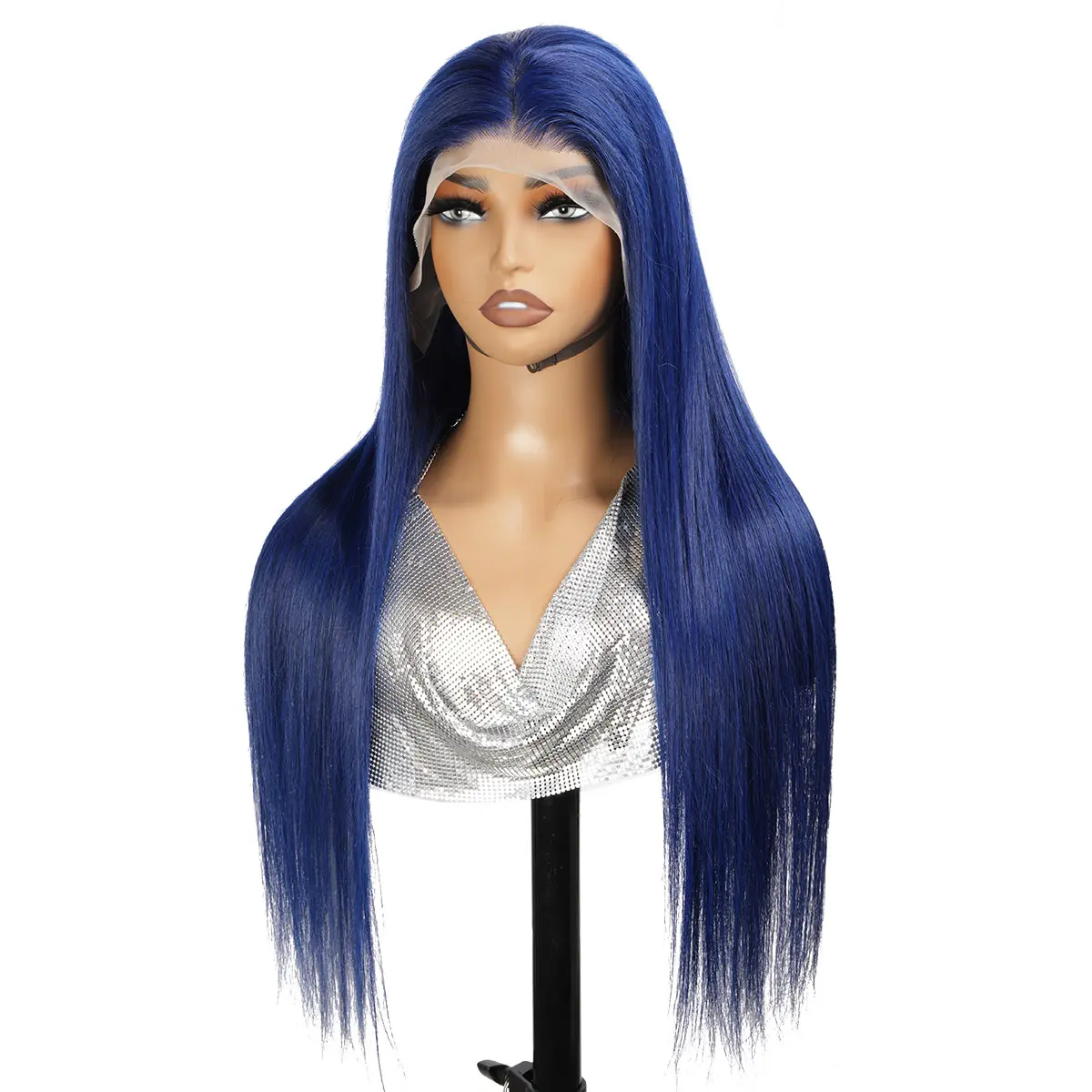 Dark Blue Lace Front Human Hair Wigs Preplucked Brazilian Bone Straight 13x4 Lace Frontal Human Hair Wig Bleached Knots Remy Wig