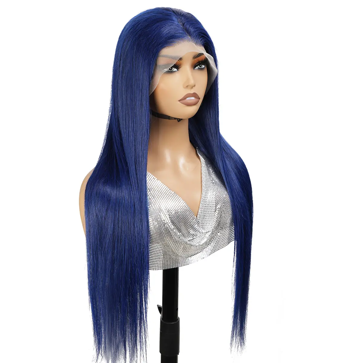 Dark Blue Lace Front Human Hair Wigs Preplucked Brazilian Bone Straight 13x4 Lace Frontal Human Hair Wig Bleached Knots Remy Wig