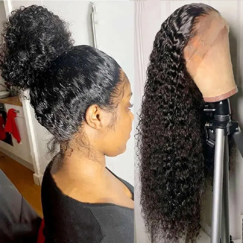 250% 360 Curly Human Hair Wig 13x4 13x6 Hd Transparent Water Wave Human Hair Wig Pre Plucked Lace Frontal Wig For Women Remy