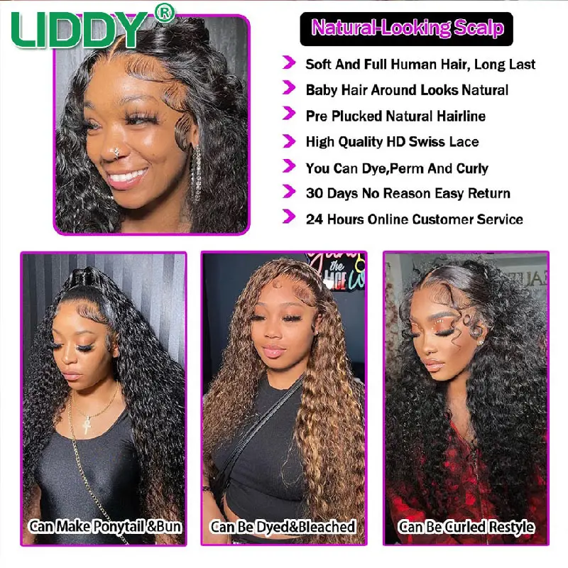 250% 360 Curly Human Hair Wig 13x4 13x6 Hd Transparent Water Wave Human Hair Wig Pre Plucked Lace Frontal Wig For Women Remy