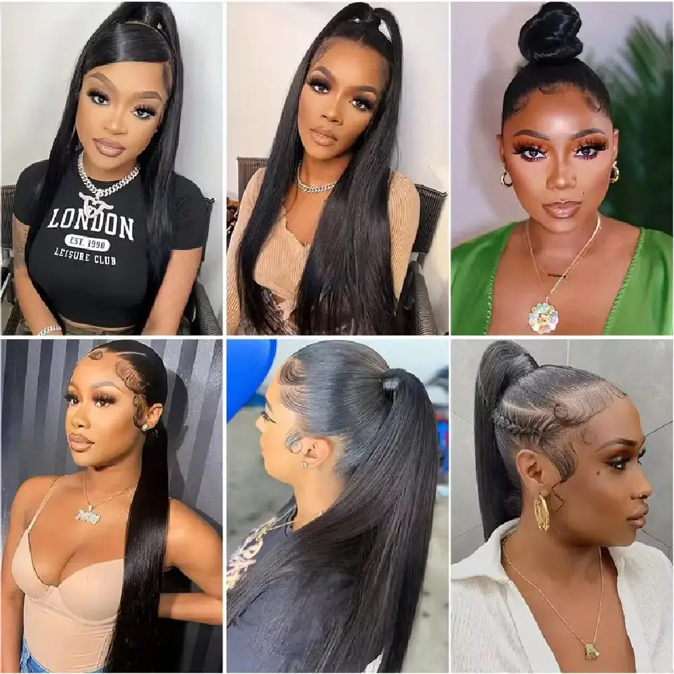 360 Full Lace Frontal Wig Brazilian Bone Straight 13x4 13x6 Transparent Lace Front Human Hair Wigs For Black Women Pre Plucked