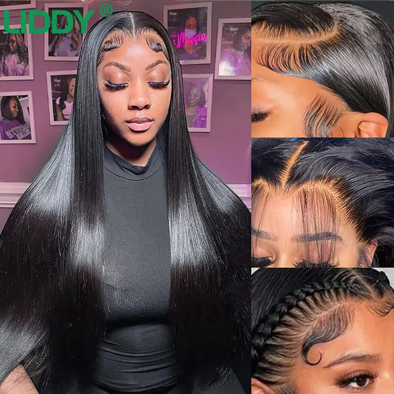 360 Full Lace Wig 13X4 Transparent Lace Front Human Hair Wigs For Women 30 36 Inch Brazilian Bone Straight 13x6 Lace Frontal Wig