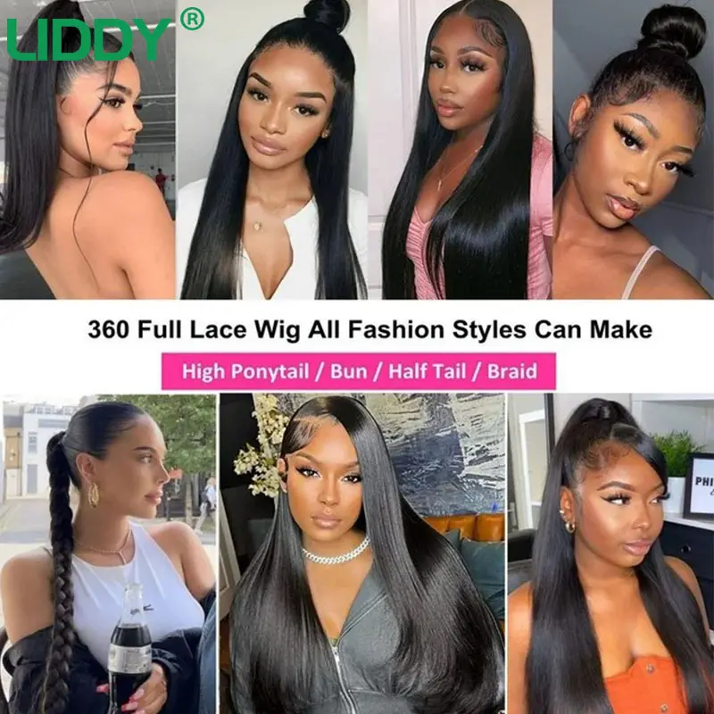 360 Full Lace Wig 13X4 Transparent Lace Front Human Hair Wigs For Women 30 36 Inch Brazilian Bone Straight 13x6 Lace Frontal Wig