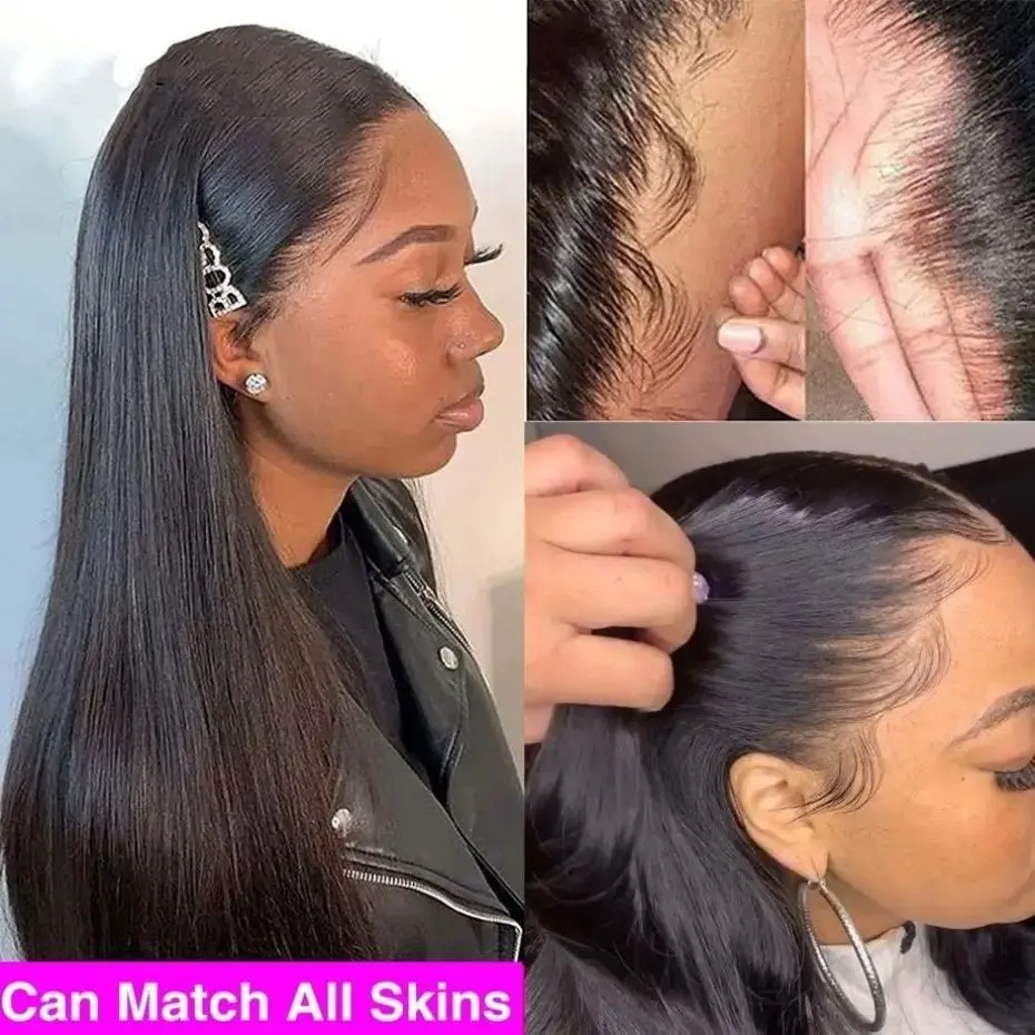 250 Density 360 Full Lace Wig Human Hair Pre Plucked Straight Hd Transparent Lace Frontal Wig For Black Women 360 Lace Wigs Remy