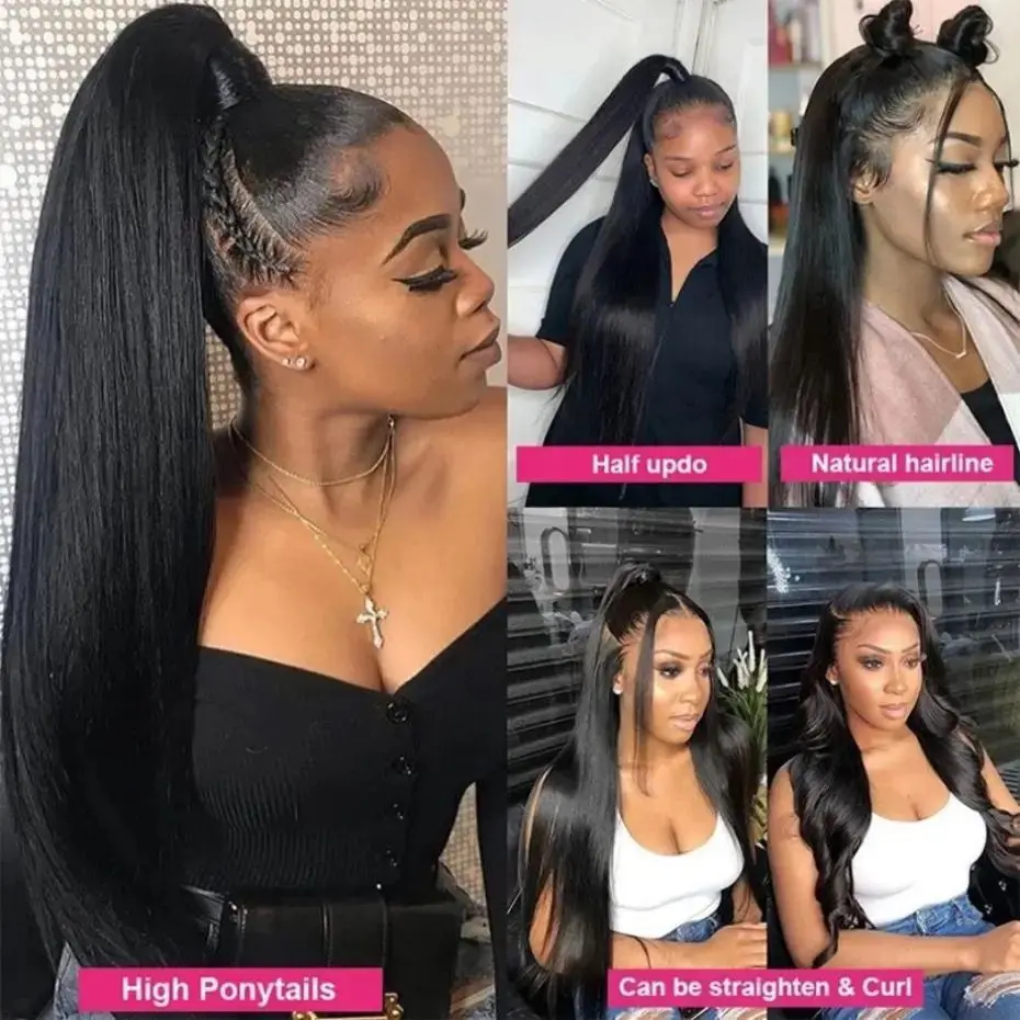 250 Density 360 Full Lace Wig Human Hair Pre Plucked Straight Hd Transparent Lace Frontal Wig For Black Women 360 Lace Wigs Remy