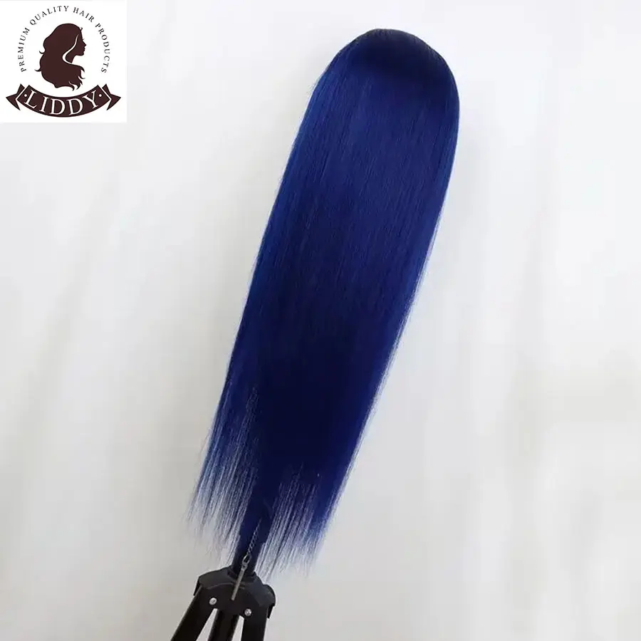Midnight Blue Straight Lace Front Wig Human Hair Wigs Brazilian 13X4 Lace Front Wig Dark Blue 4x4 Lace Closure Wig For Women