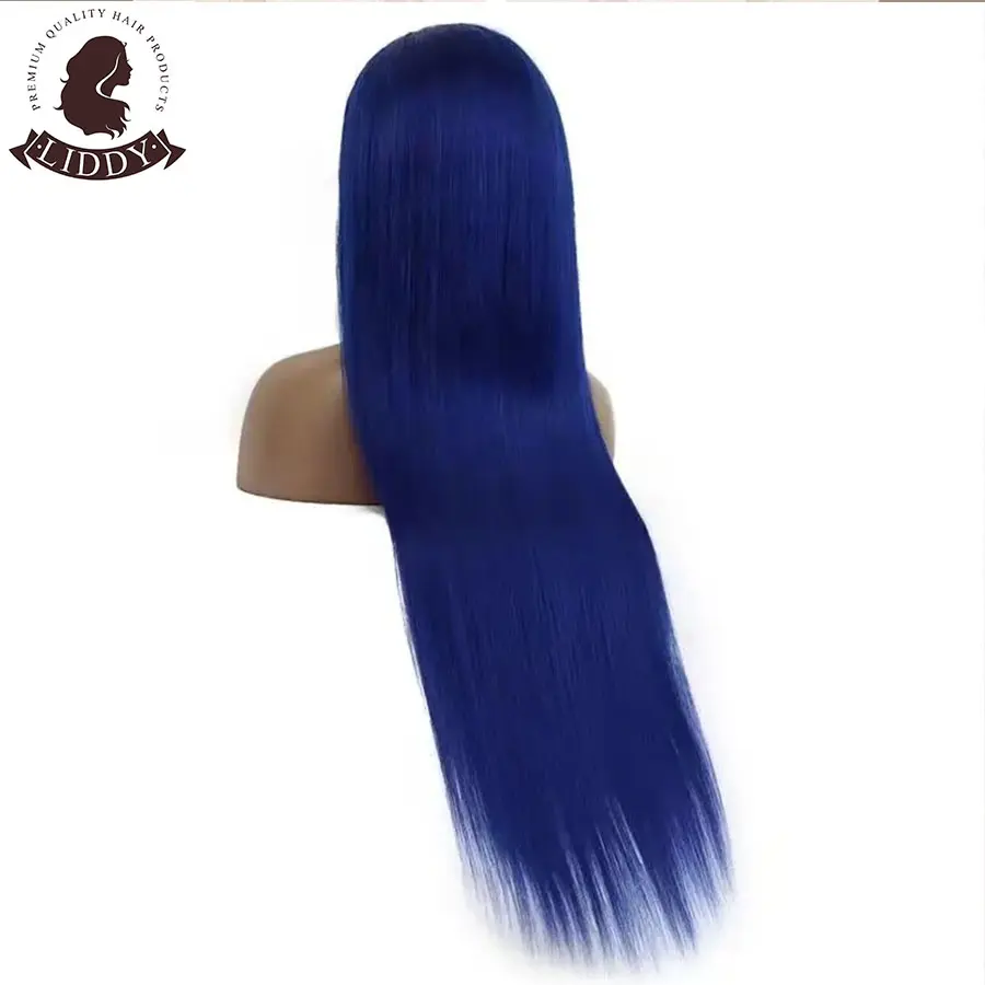 Midnight Blue Straight Lace Front Wig Human Hair Wigs Brazilian 13X4 Lace Front Wig Dark Blue 4x4 Lace Closure Wig For Women