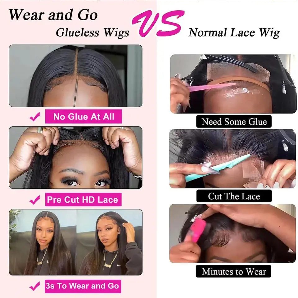 Straight Glueless Wigs Human Hair For Women Brazilian 5x5 9x6 HD Transparent Glueless Wig Human Hair Ready To Wear Preplucked