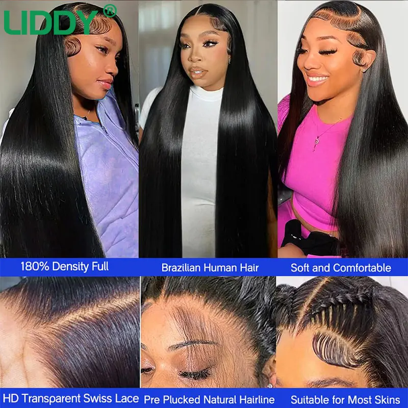 30 36 Inch Brazilian Bone Straight 13x4 13x6 Transparent Lace Front Human Hair Wigs 360 Lace Frontal Wig Pre Plucked For Women