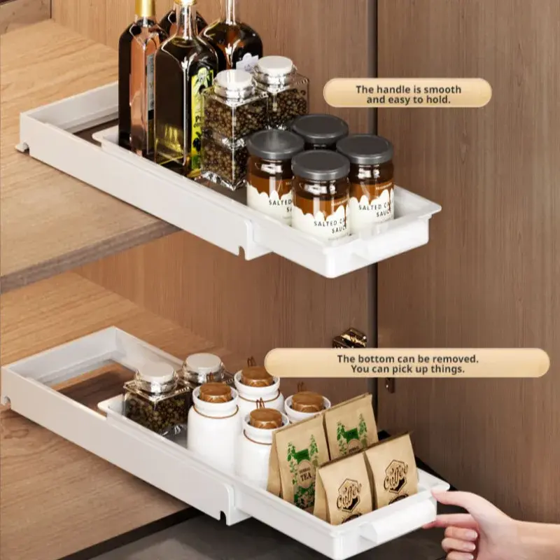 Kitchen Drainage Rack Dish Drainer Rack Seasoning Organizer Pull Out Kitchen Drainer Rack