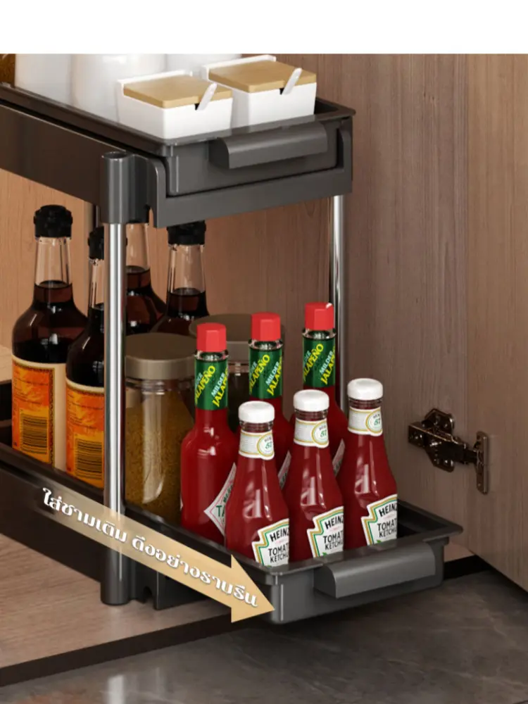 Kitchen Drainage Rack Dish Drainer Rack Seasoning Organizer Pull Out Kitchen Drainer Rack