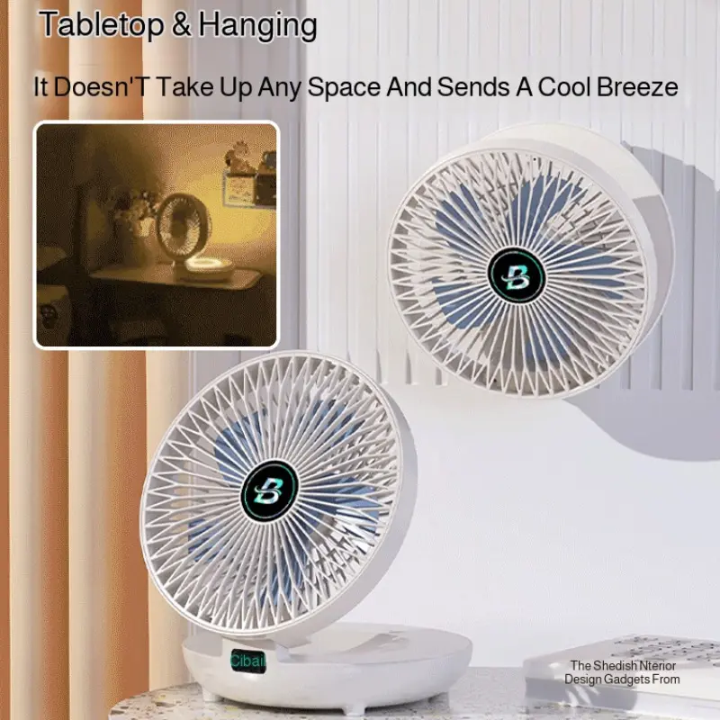 Wall-mounted Rechargeable Fan Desktop Fan Folding Portable Electric Fan Student Dormitory USB Rechargeable 3 Wind Speed