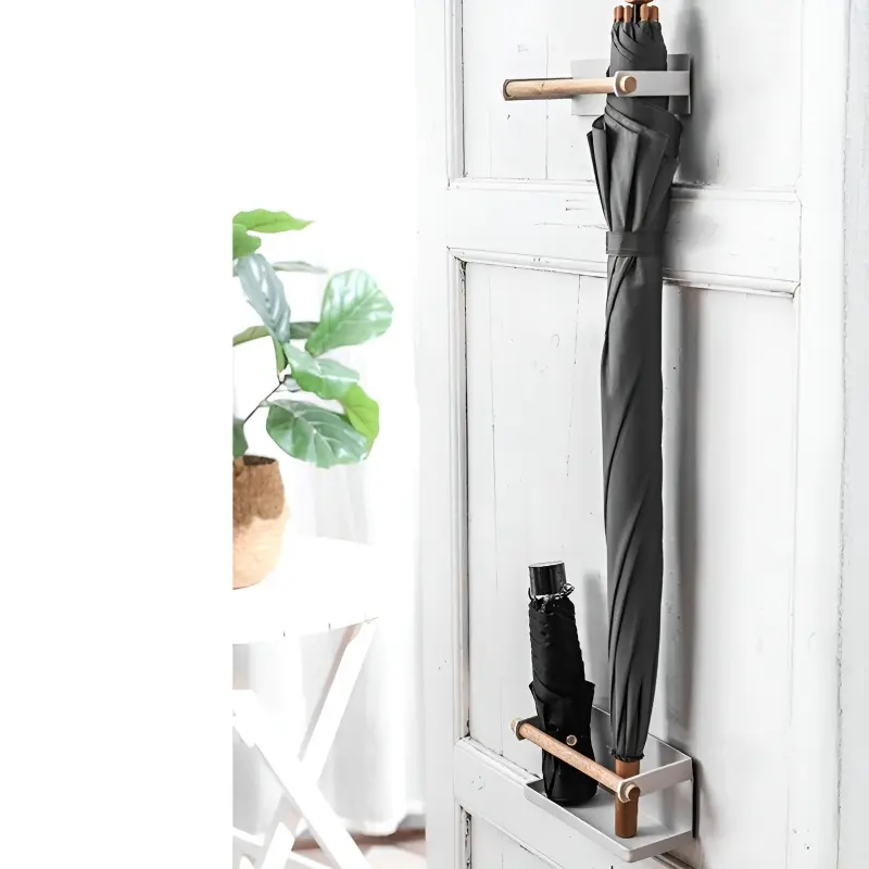 Non Nail Magnetic Umbrella Stand Household Wall Mounted Umbrella Storage Rack Entrance Door Creative  Double-layer Umbrella Rack