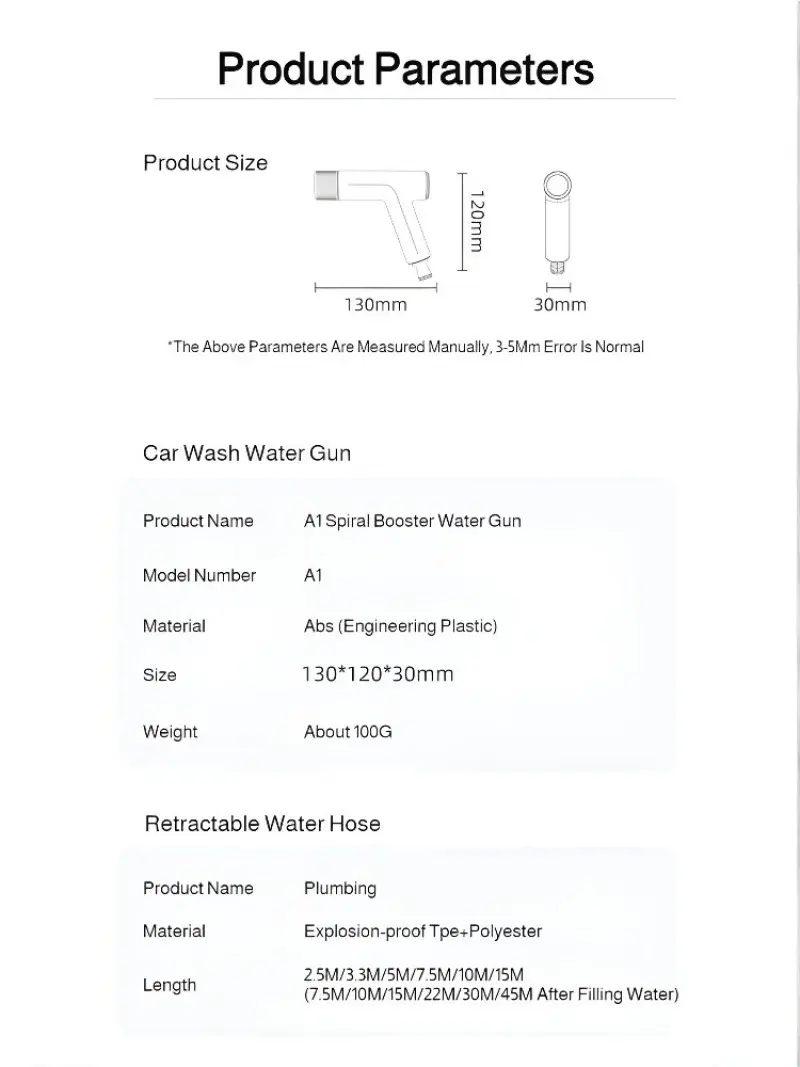 High-Pressure Car Washing Water Gun Telescopic Hose Household Strong Washing Nozzle Watering Flowers And Washing Windows