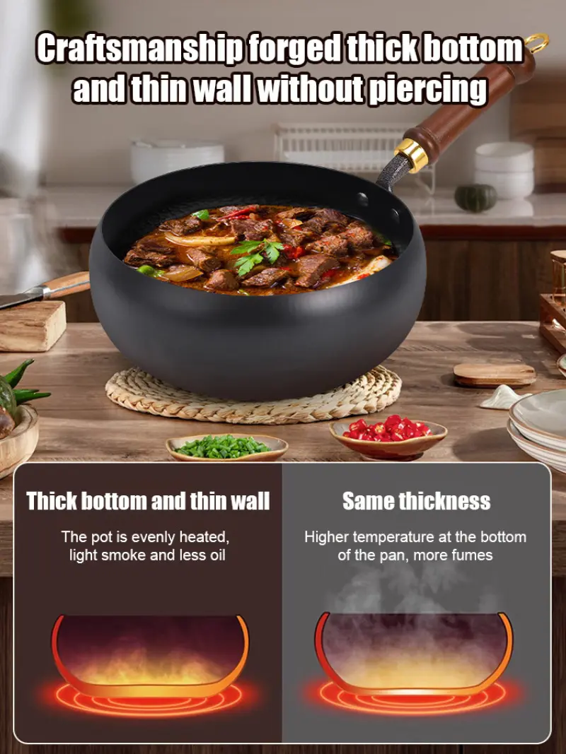 🚀Extremely fast delivery Fish scale pattern healthy pot Multi-stove applicable frying pan uncoated fine iron frying pan