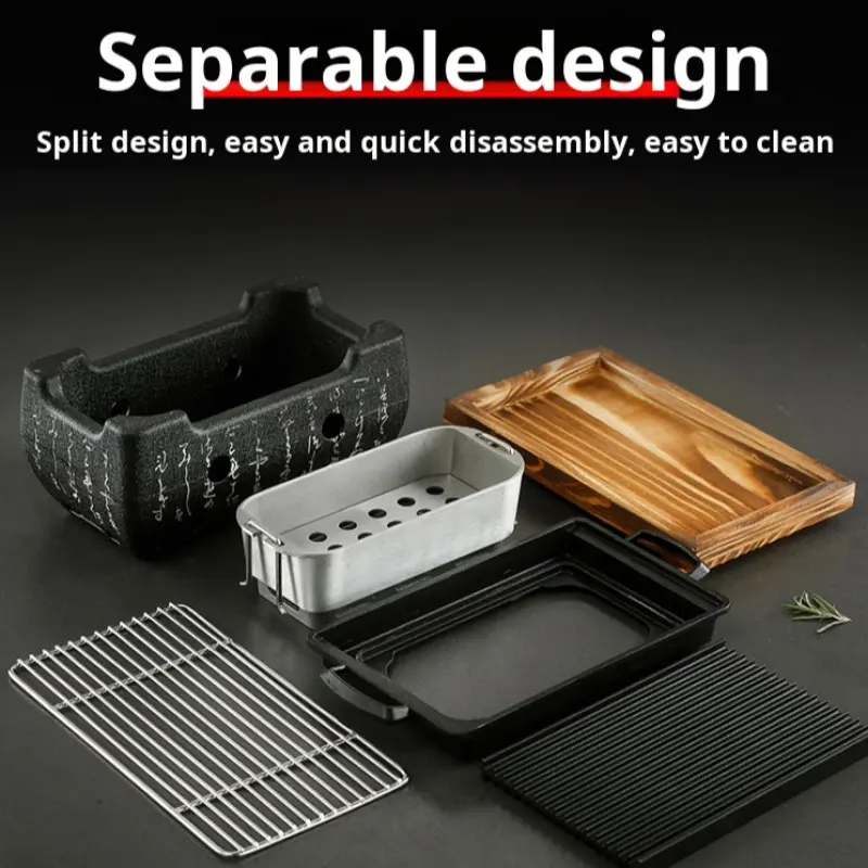 Household barbecue stove smokeless skewers stove round alcohol stove nonstick text barbecue stove