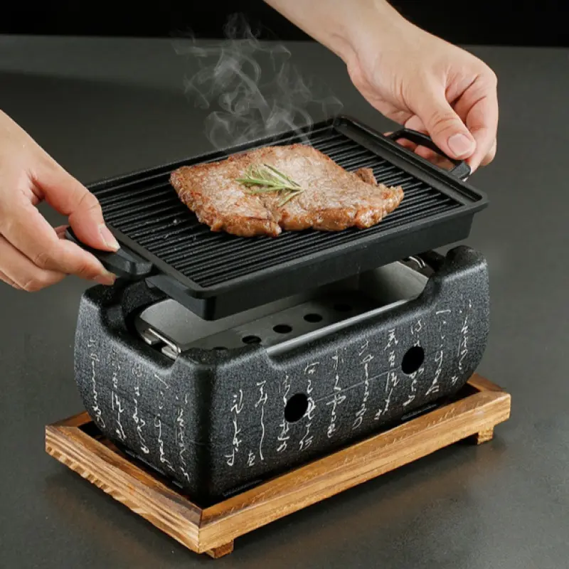 Household barbecue stove smokeless skewers stove round alcohol stove nonstick text barbecue stove