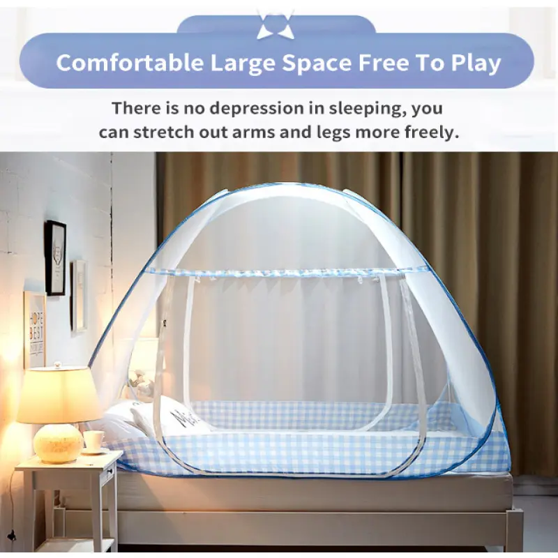 Mosquito Net Steel Wire Fully Automatic Anti-mosquito Fabric, Foldable and Quick Installation 1.5M-1.8M Mosquito Net for Summer