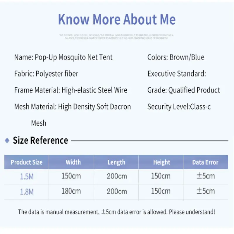 Mosquito Net Steel Wire Fully Automatic Anti-mosquito Fabric, Foldable and Quick Installation 1.5M-1.8M Mosquito Net for Summer