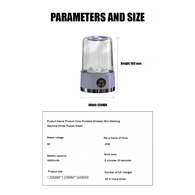 Student Dormitory Portable Mini Washer Wireless Rechargeable Socks Underwear Washer