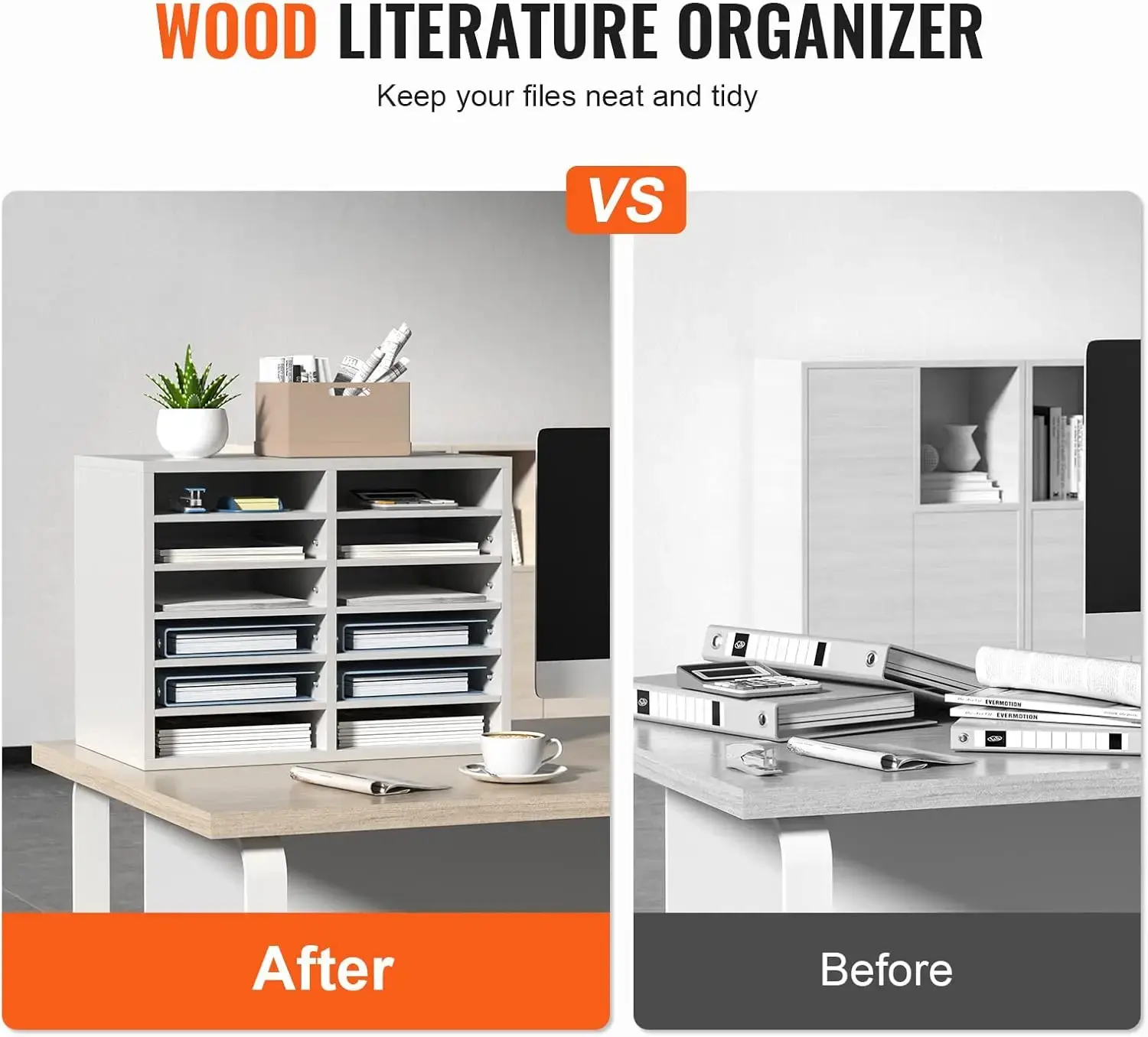 Literature Organizers, 12 Compartments Office Mailbox with Adjustable Shelves