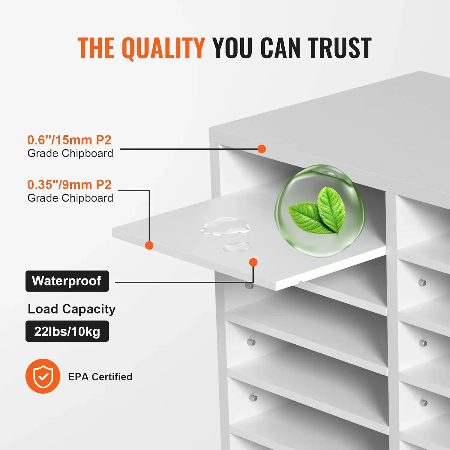 Literature Organizers, 12 Compartments Office Mailbox with Adjustable Shelves