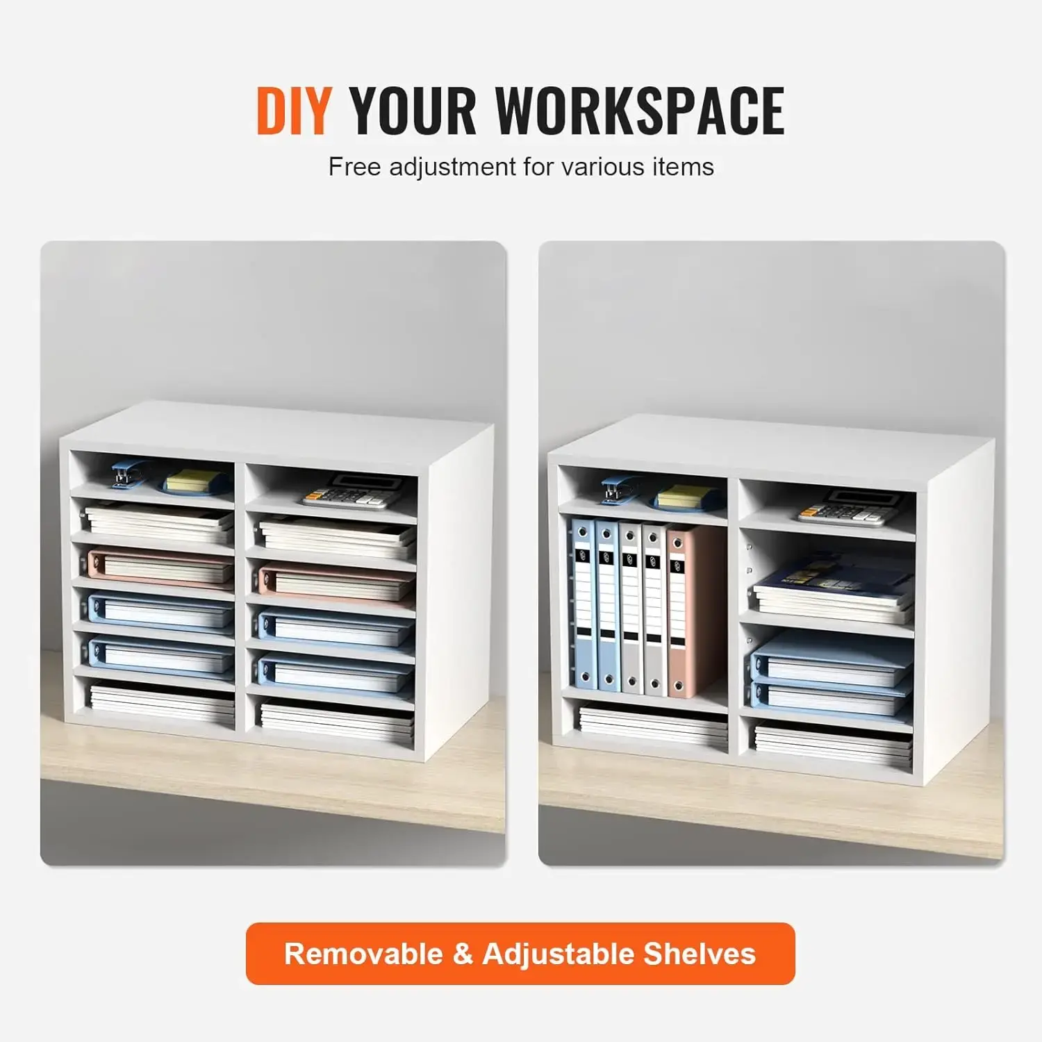 Literature Organizers, 12 Compartments Office Mailbox with Adjustable Shelves