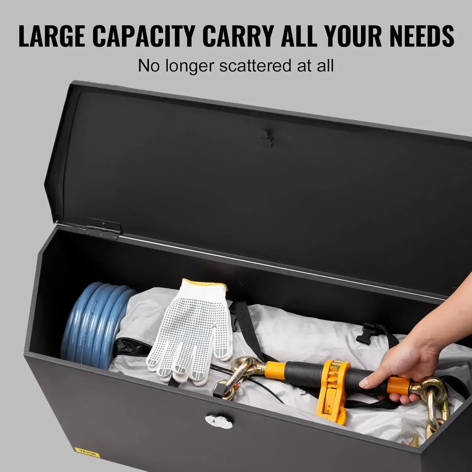 Trailer Tongue Box, Steel Tongue Box Tool Chest, 36"x12"x12" Heavy Duty Trailer Box Storage with Lock and Keys