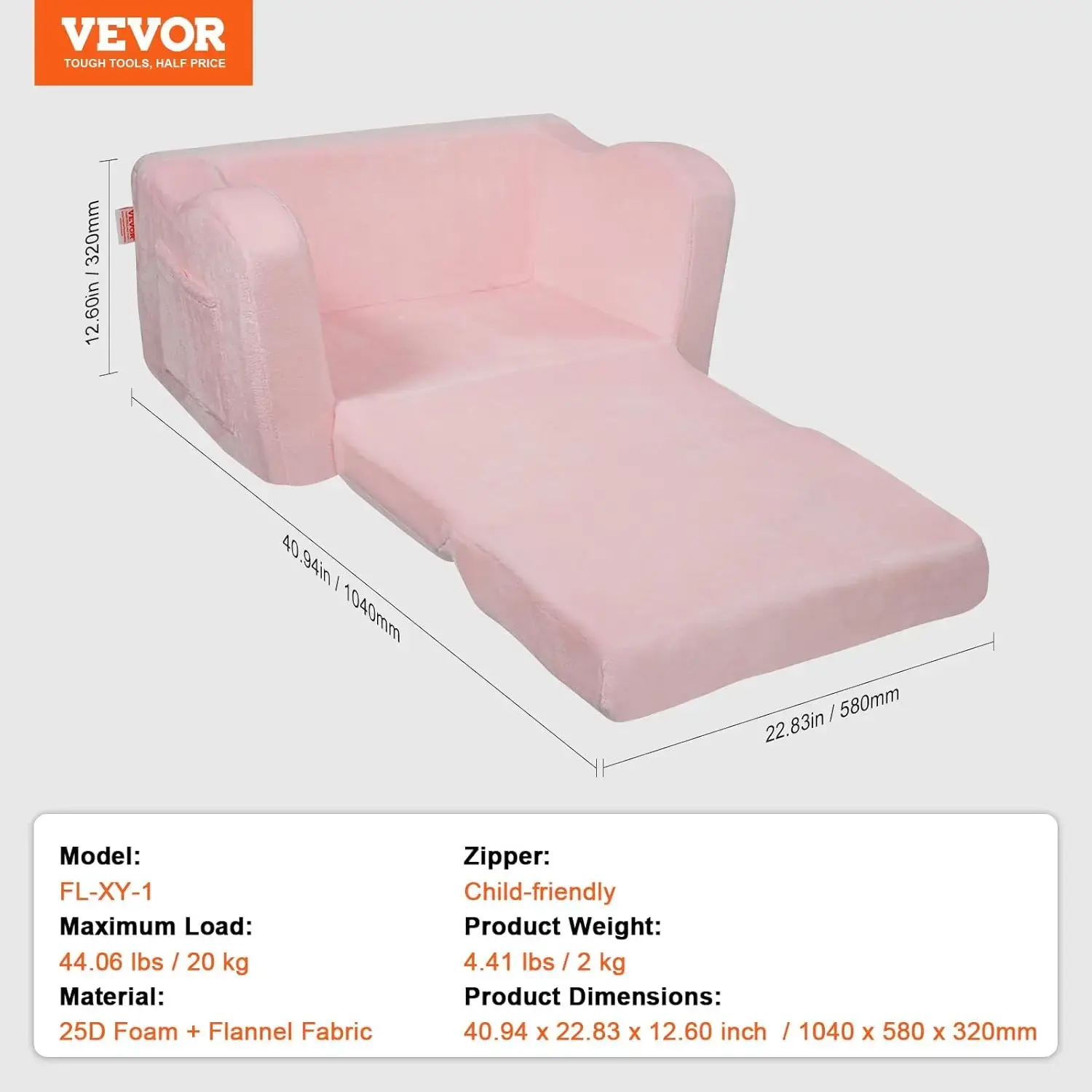 Kids Couch, 2-in-1 Toddler Chairs Comfy, Toddler Couch Sofa Bed Fold Out, Convertible Sofa to Lounger