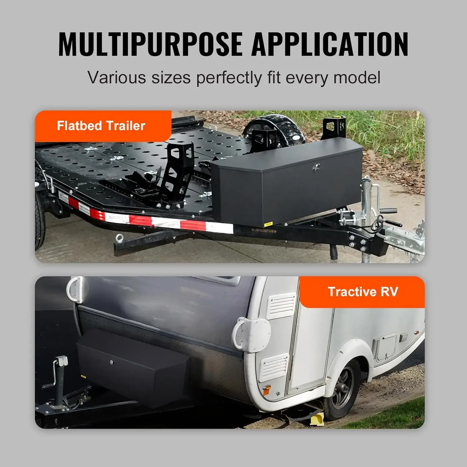 Trailer Tongue Box, Steel Tongue Box Tool Chest, 36"x12"x12" Heavy Duty Trailer Box Storage with Lock and Keys