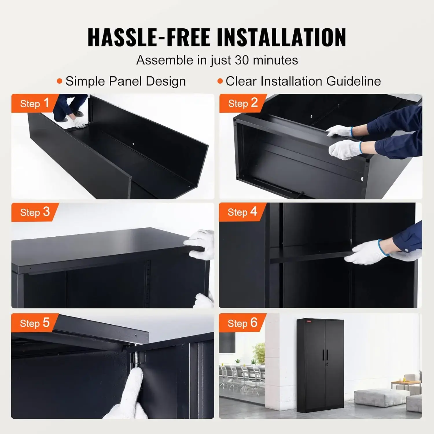 Metal Storage Cabinet, Steel Locking Storage Cabinet with 2 Magnetic Doors and 4 Adjustable Shelves, 200 lbs Capacity per Shelf