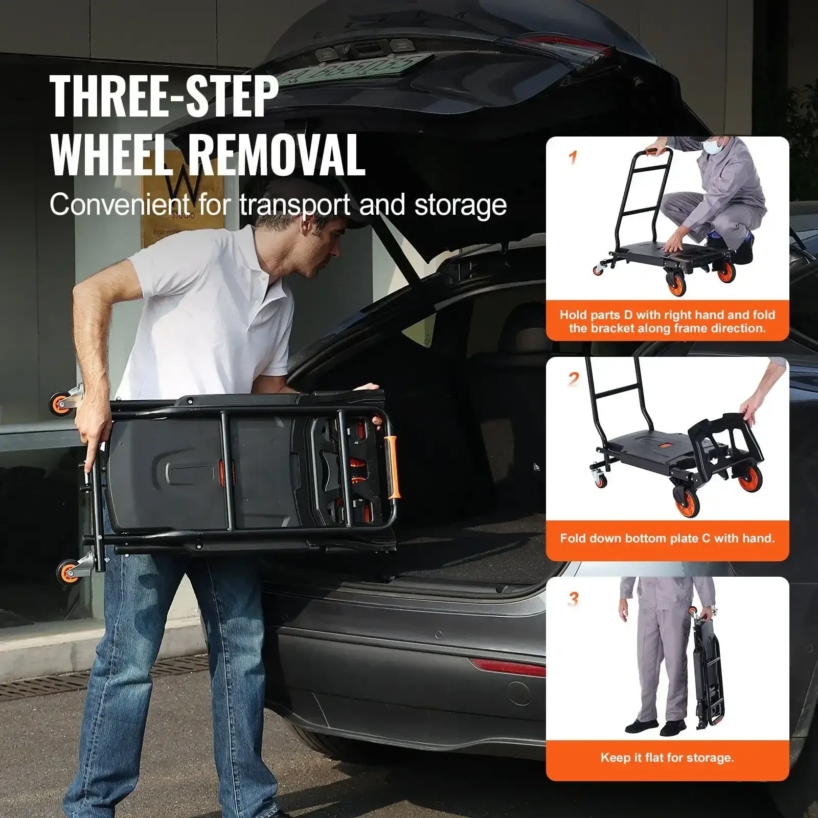 Aluminum Hand Truck, 2 in 1, 300 lbs Load Capacity, Heavy Duty Industrial Convertible Folding Hand Truck and Dolly