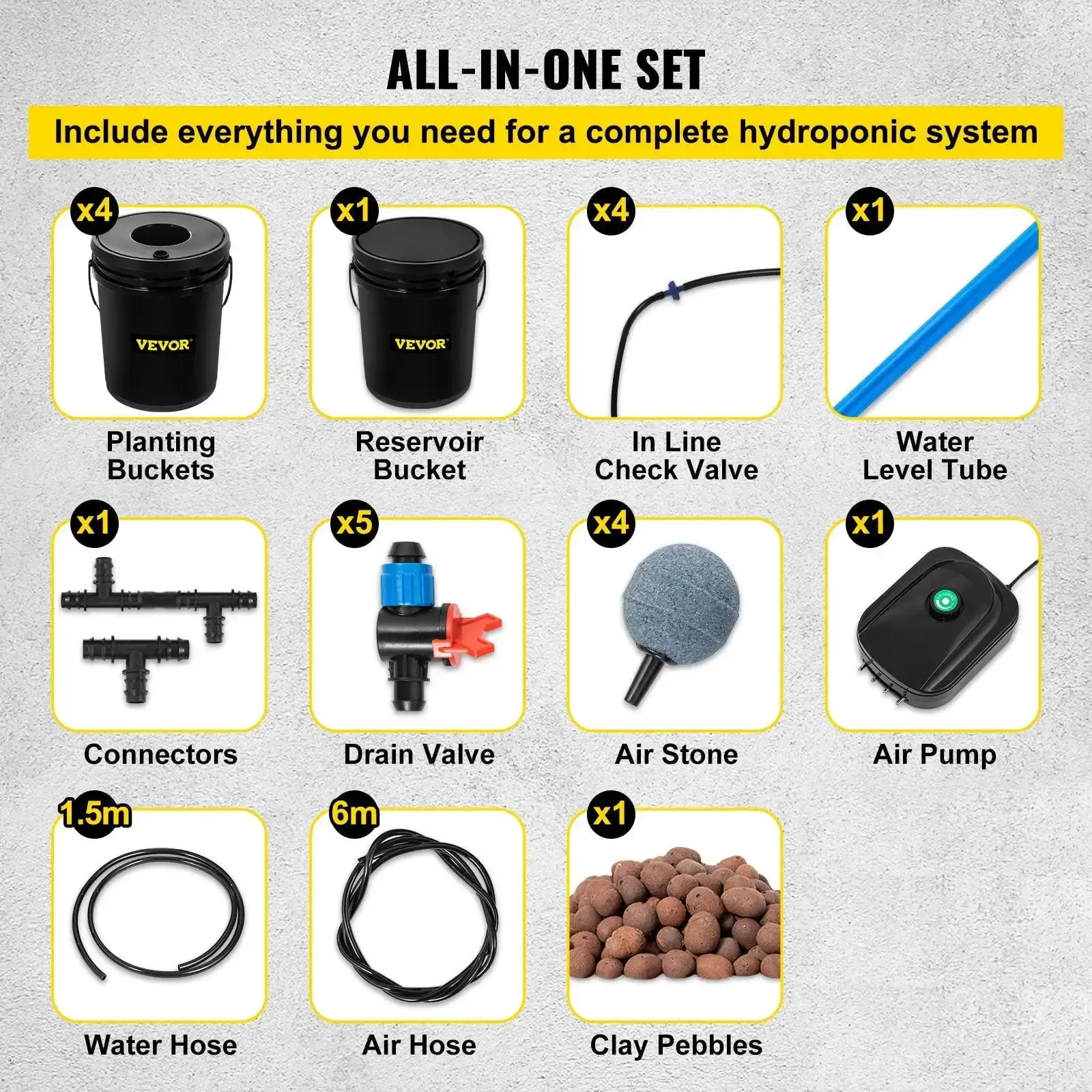 Hydroponics Deep Water Culture DWC Hydroponic System 5 Gallon 5 Buckets