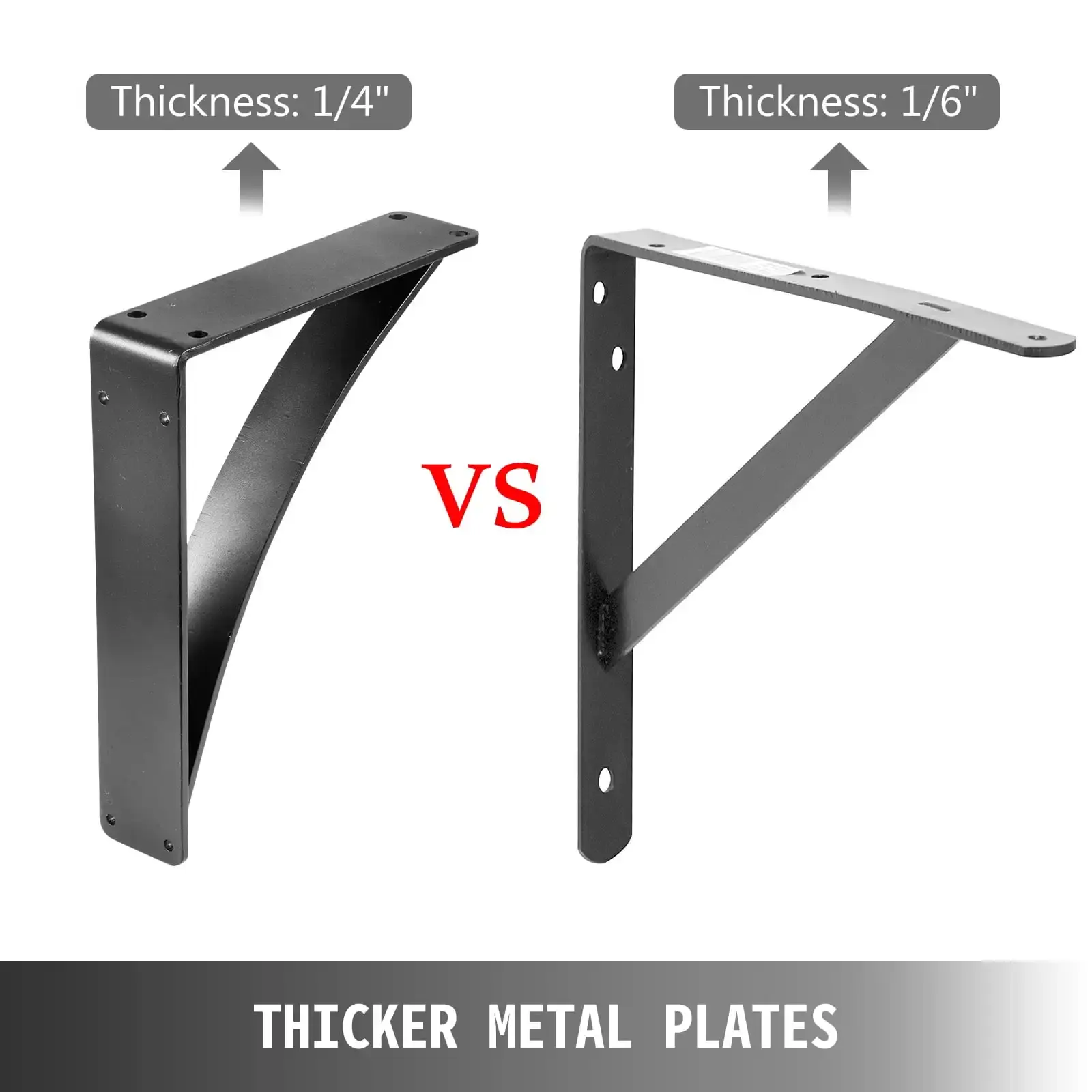 Heavy Duty Shelf Brackets 2 Pack, Floating Shelf Bracket 9x12x4", 450lbs Load Garage Workshop Home Steel Shelf Brackets