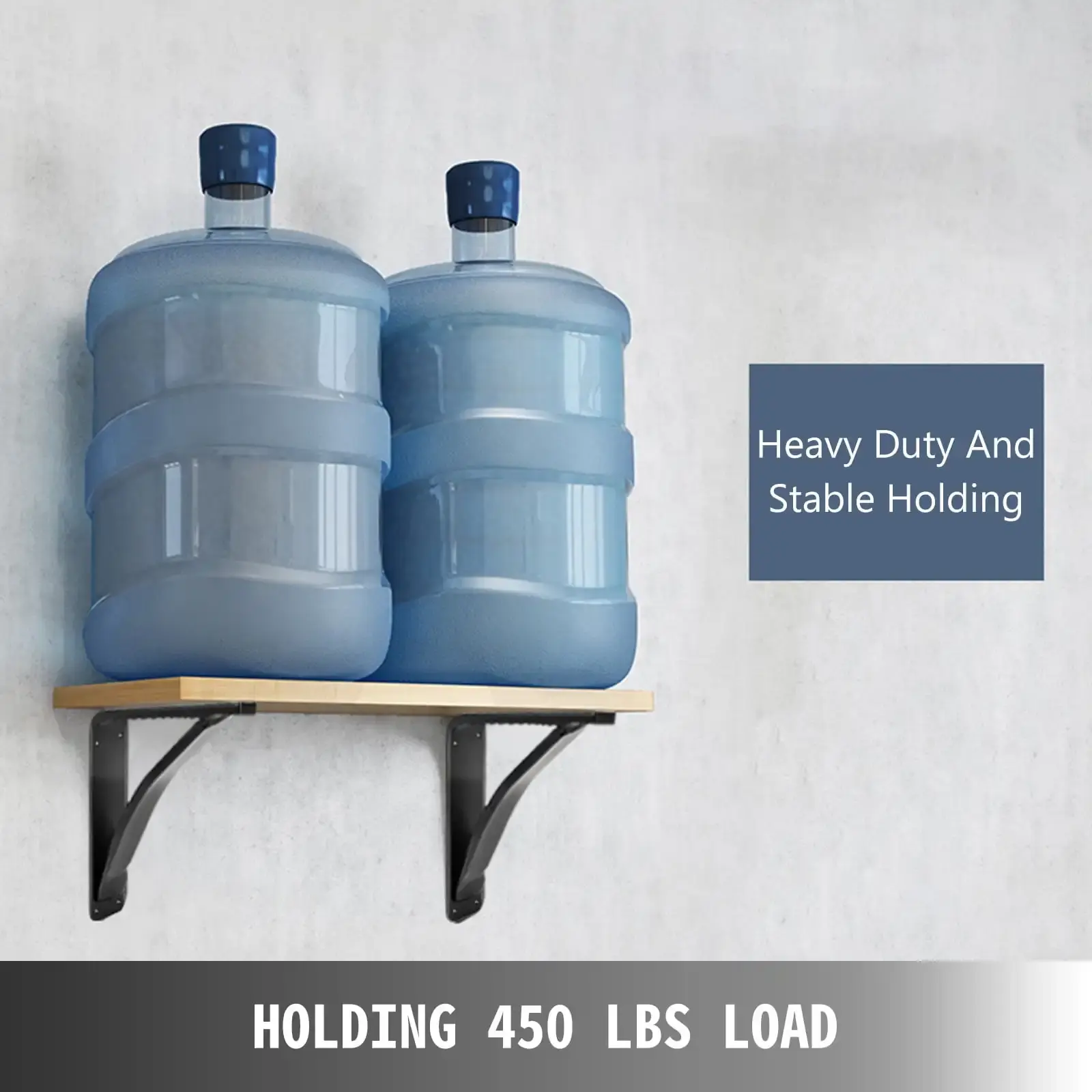 Heavy Duty Shelf Brackets 2 Pack, Floating Shelf Bracket 9x12x4", 450lbs Load Garage Workshop Home Steel Shelf Brackets