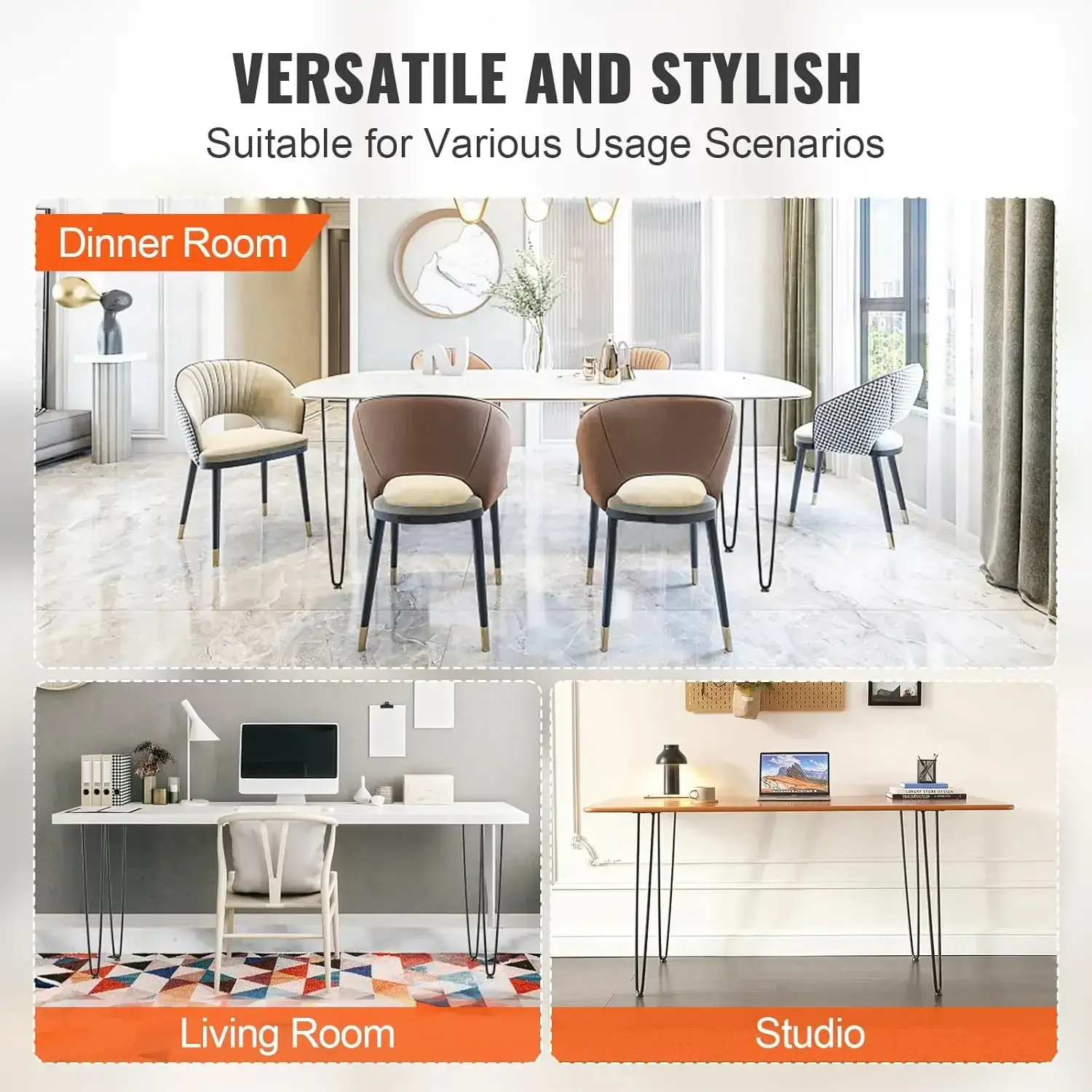 28" Hairpin Furniture Legs, Metal Home DIY Projects for Nightstand, Coffee Table