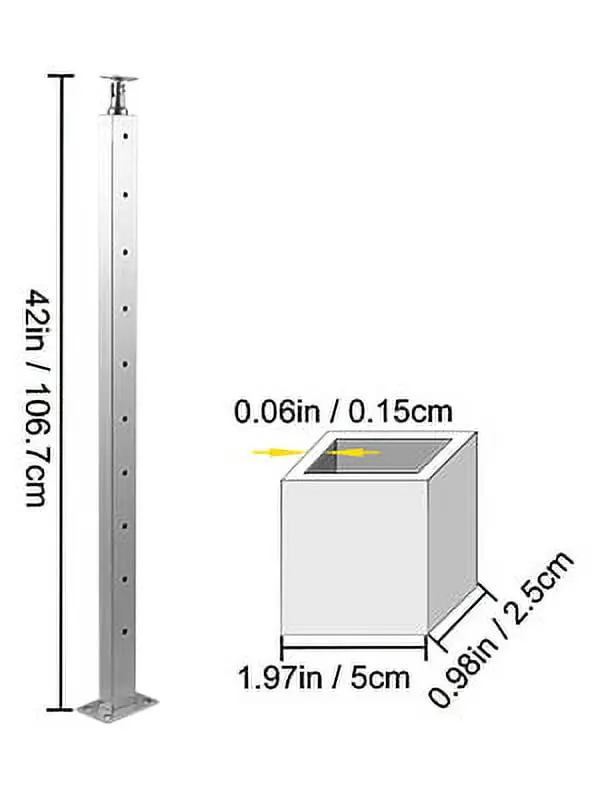 brand Cable Railing Post Level Deck Stair Post 42 x 0.98 x 1.97" Cable Handrail Post Stainless Steel Wire Drawing Deck Railing