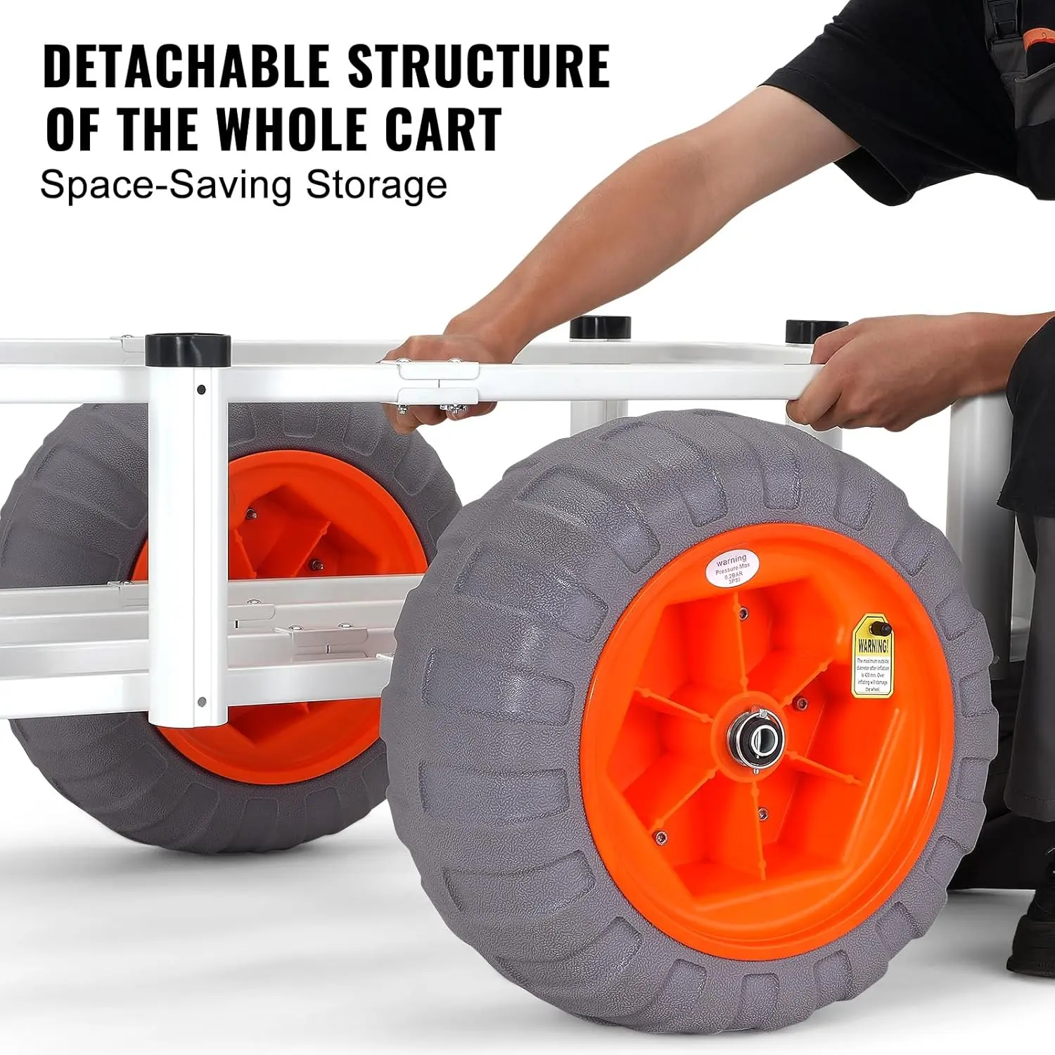 Beach Fishing Cart, 350 lbs Load Capacity, Fish and Marine Cart with Two 16" Big Wheels PU Balloon Tires for Sand