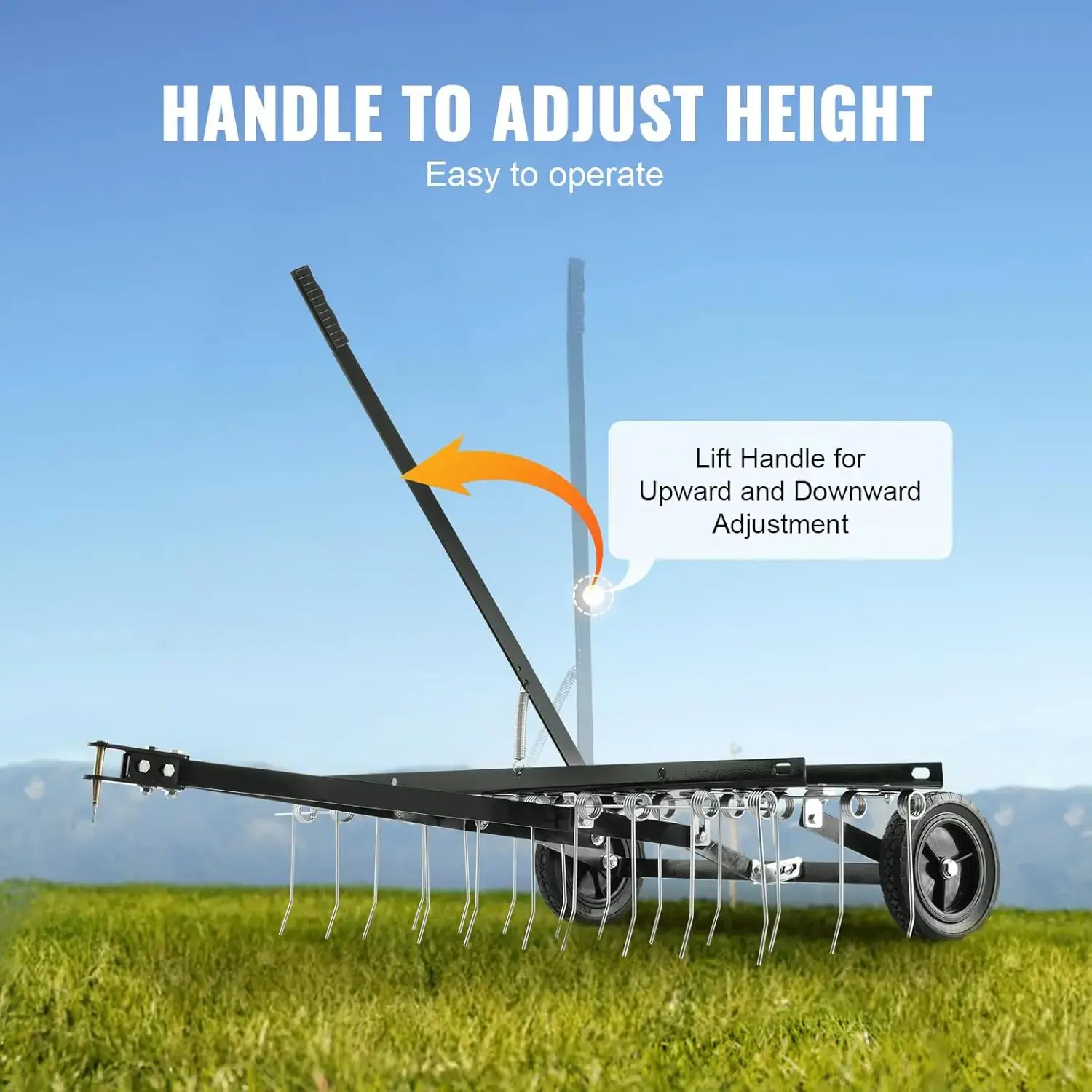 Tow Behind Dethatcher, 40-inch Tow Dethatcher with 20 Spring Steel Tines, Lawn Dethatcher Rake for ATV or Mower