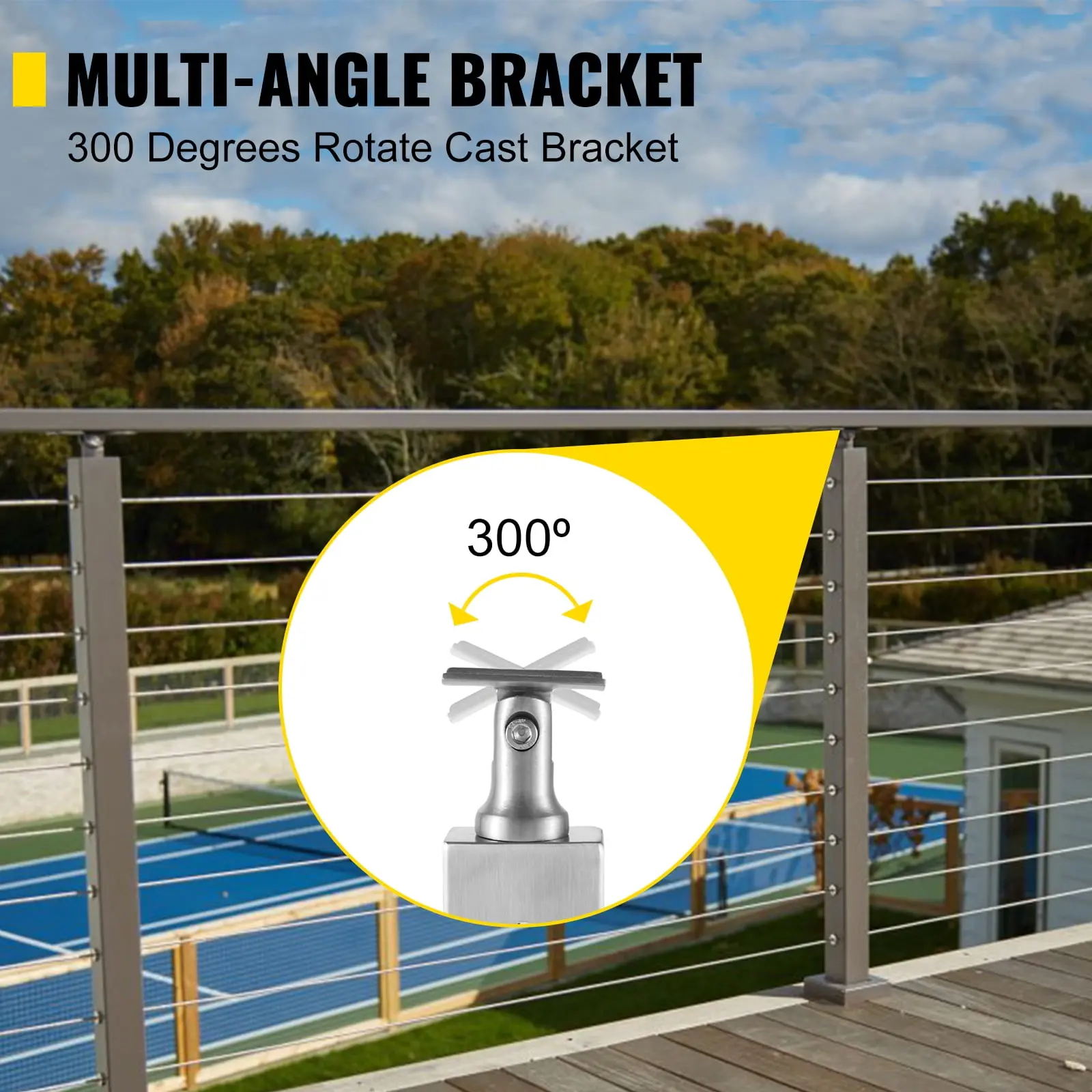brand Cable Railing Post Level Deck Stair Post 42 x 0.98 x 1.97" Cable Handrail Post Stainless Steel Wire Drawing Deck Railing