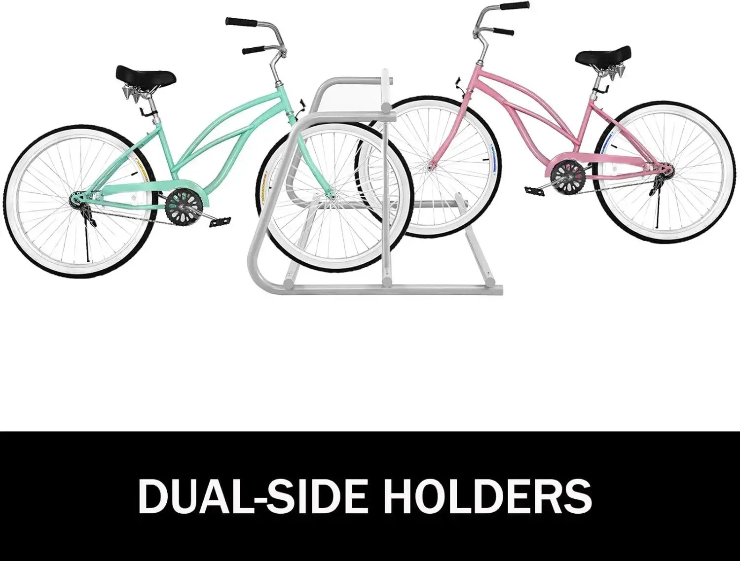 10 Holders Floor Bike Rack, 59" Length All-Steel Grid Bike Rack, 10-Bike Capacity Dual-Side Storage Stand for Garages